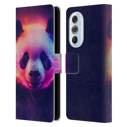 Wumples Cosmic Animals Panda Leather Book Wallet Case Cover For Motorola Edge X30