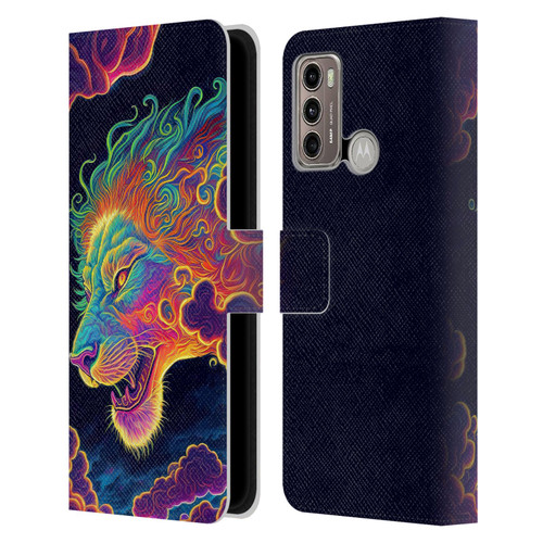 Wumples Cosmic Animals Clouded Lion Leather Book Wallet Case Cover For Motorola Moto G60 / Moto G40 Fusion