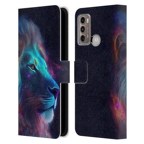 Wumples Cosmic Animals Lion Leather Book Wallet Case Cover For Motorola Moto G60 / Moto G40 Fusion