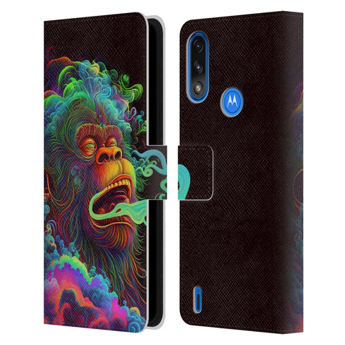 Wumples Cosmic Animals Clouded Monkey Leather Book Wallet Case Cover For Motorola Moto E7 Power / Moto E7i Power