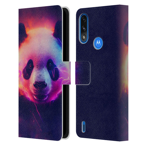 Wumples Cosmic Animals Panda Leather Book Wallet Case Cover For Motorola Moto E7 Power / Moto E7i Power