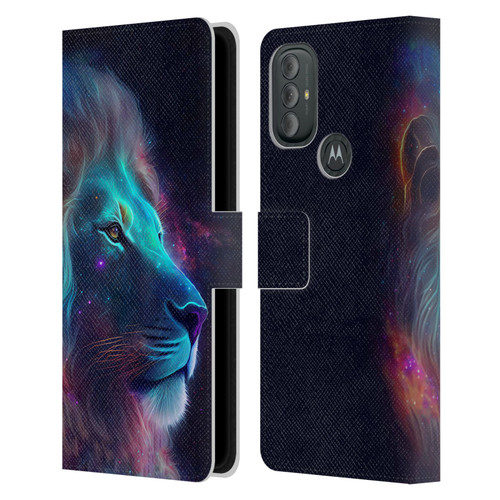 Wumples Cosmic Animals Lion Leather Book Wallet Case Cover For Motorola Moto G10 / Moto G20 / Moto G30