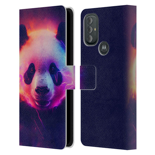Wumples Cosmic Animals Panda Leather Book Wallet Case Cover For Motorola Moto G10 / Moto G20 / Moto G30