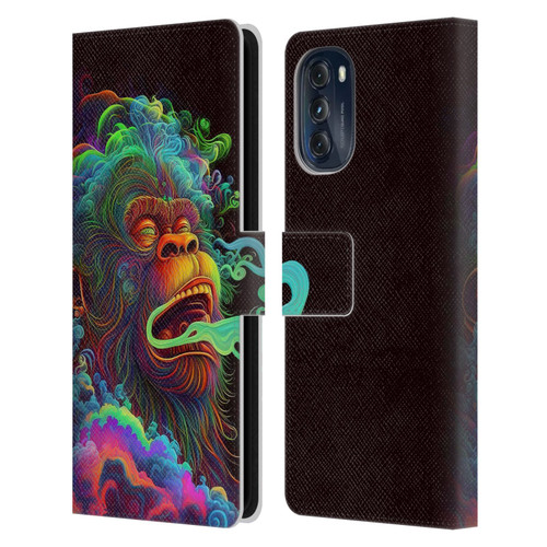 Wumples Cosmic Animals Clouded Monkey Leather Book Wallet Case Cover For Motorola Moto G (2022)