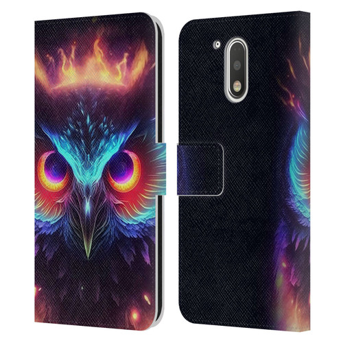 Wumples Cosmic Animals Owl Leather Book Wallet Case Cover For Motorola Moto G41