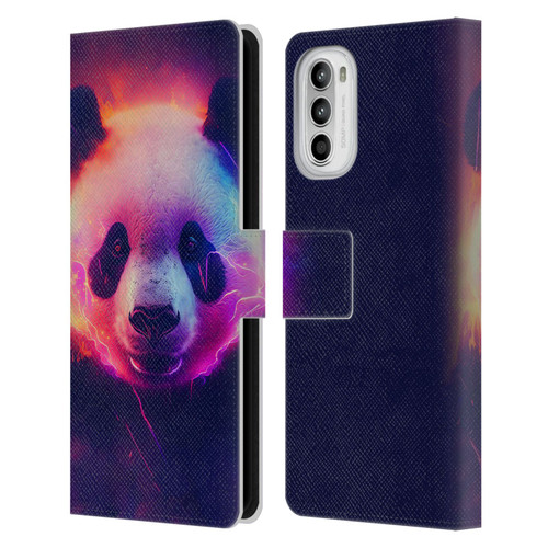 Wumples Cosmic Animals Panda Leather Book Wallet Case Cover For Motorola Moto G52