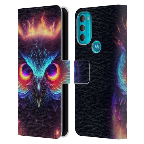Wumples Cosmic Animals Owl Leather Book Wallet Case Cover For Motorola Moto G71 5G