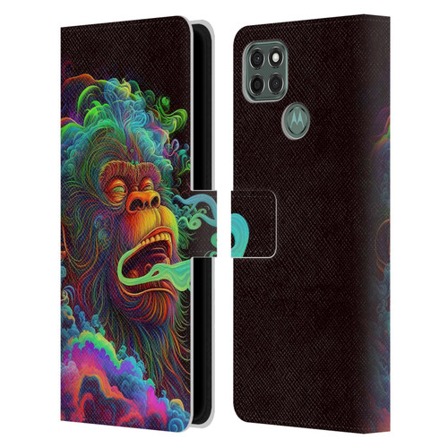 Wumples Cosmic Animals Clouded Monkey Leather Book Wallet Case Cover For Motorola Moto G9 Power