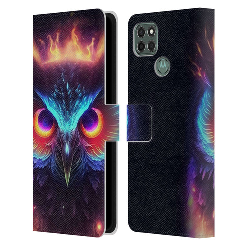 Wumples Cosmic Animals Owl Leather Book Wallet Case Cover For Motorola Moto G9 Power