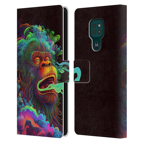 Wumples Cosmic Animals Clouded Monkey Leather Book Wallet Case Cover For Motorola Moto G9 Play