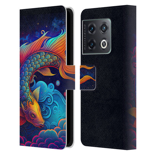 Wumples Cosmic Animals Clouded Koi Fish Leather Book Wallet Case Cover For OnePlus 10 Pro