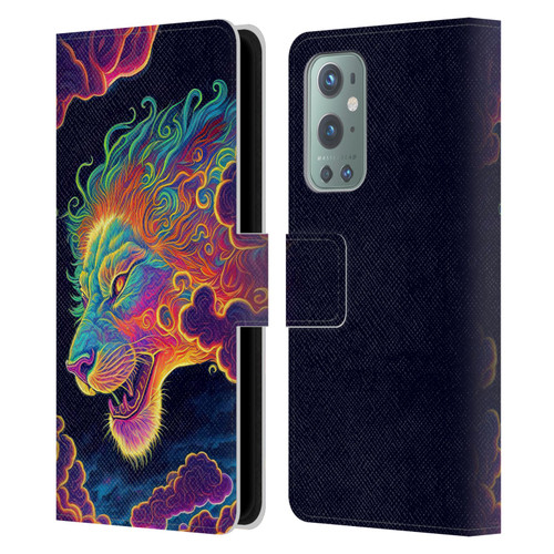Wumples Cosmic Animals Clouded Lion Leather Book Wallet Case Cover For OnePlus 9