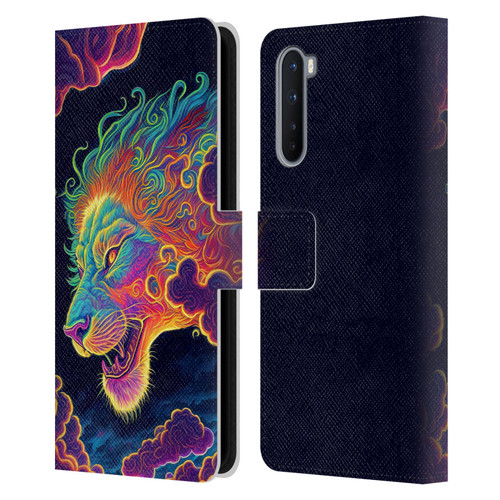Wumples Cosmic Animals Clouded Lion Leather Book Wallet Case Cover For OnePlus Nord 5G