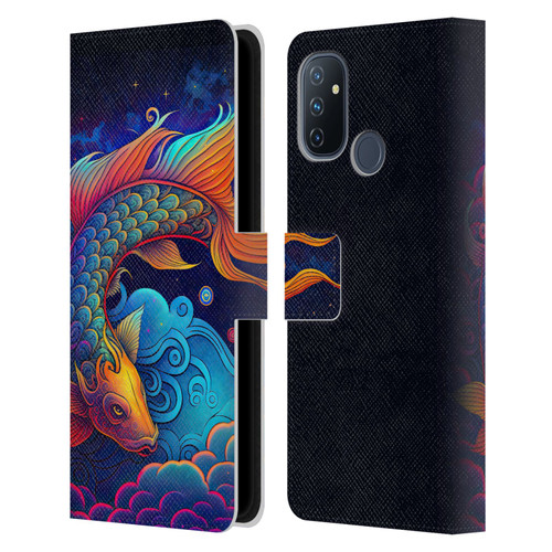 Wumples Cosmic Animals Clouded Koi Fish Leather Book Wallet Case Cover For OnePlus Nord N100