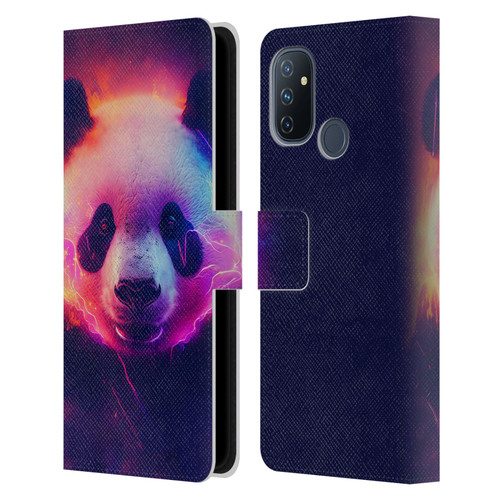 Wumples Cosmic Animals Panda Leather Book Wallet Case Cover For OnePlus Nord N100