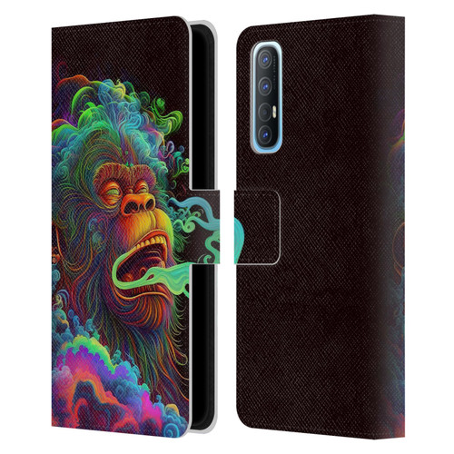 Wumples Cosmic Animals Clouded Monkey Leather Book Wallet Case Cover For OPPO Find X2 Neo 5G