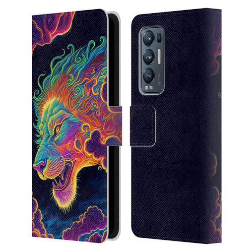 Wumples Cosmic Animals Clouded Lion Leather Book Wallet Case Cover For OPPO Find X3 Neo / Reno5 Pro+ 5G