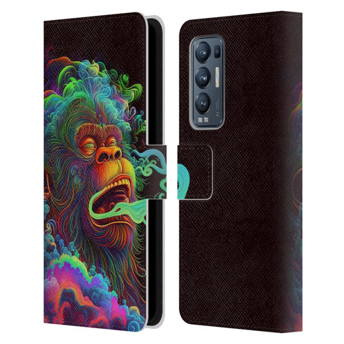 Wumples Cosmic Animals Clouded Monkey Leather Book Wallet Case Cover For OPPO Find X3 Neo / Reno5 Pro+ 5G