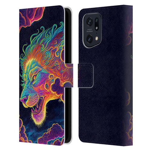 Wumples Cosmic Animals Clouded Lion Leather Book Wallet Case Cover For OPPO Find X5