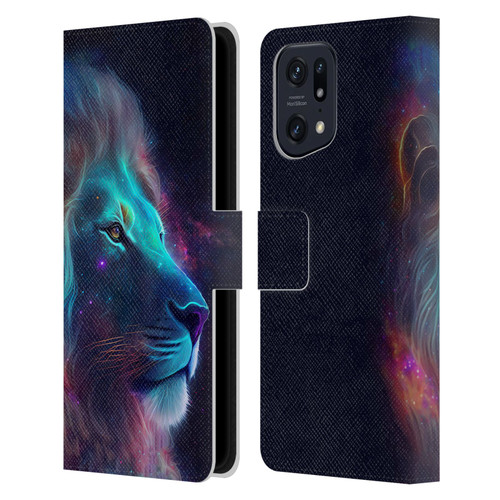 Wumples Cosmic Animals Lion Leather Book Wallet Case Cover For OPPO Find X5