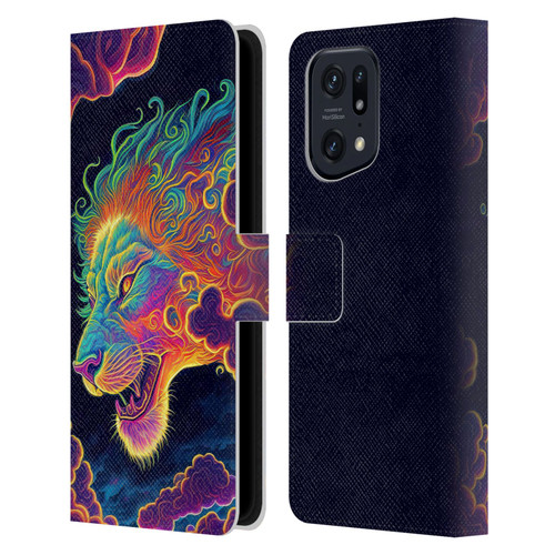 Wumples Cosmic Animals Clouded Lion Leather Book Wallet Case Cover For OPPO Find X5 Pro