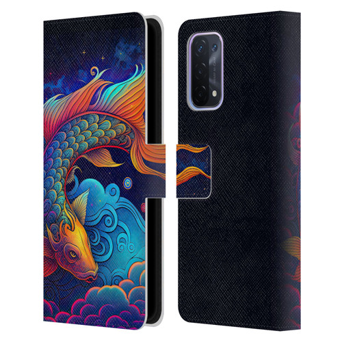 Wumples Cosmic Animals Clouded Koi Fish Leather Book Wallet Case Cover For OPPO A54 5G