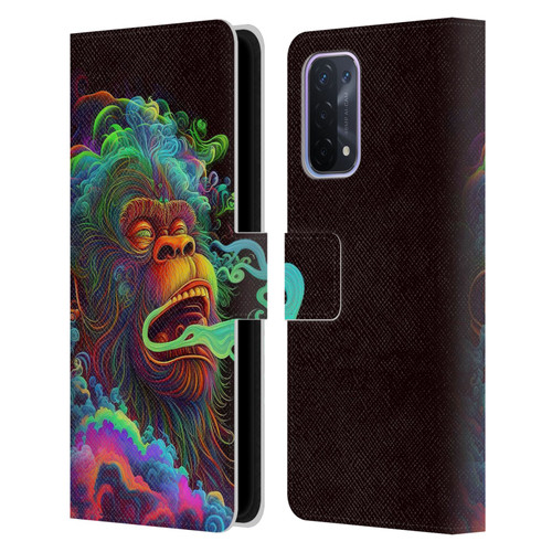 Wumples Cosmic Animals Clouded Monkey Leather Book Wallet Case Cover For OPPO A54 5G