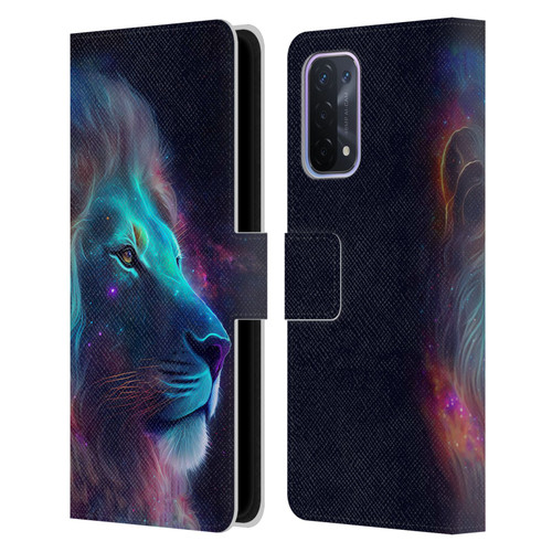Wumples Cosmic Animals Lion Leather Book Wallet Case Cover For OPPO A54 5G