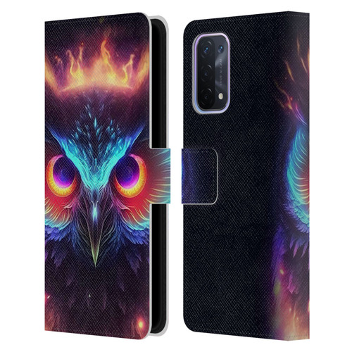 Wumples Cosmic Animals Owl Leather Book Wallet Case Cover For OPPO A54 5G