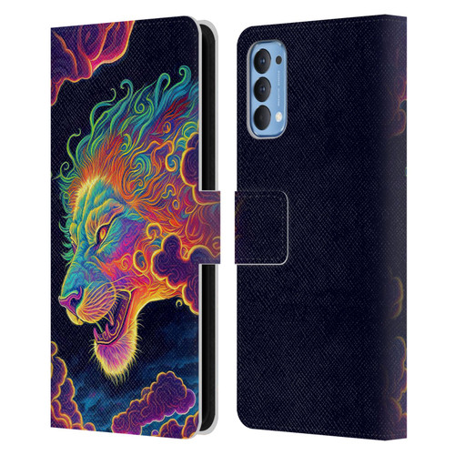 Wumples Cosmic Animals Clouded Lion Leather Book Wallet Case Cover For OPPO Reno 4 5G