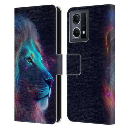 Wumples Cosmic Animals Lion Leather Book Wallet Case Cover For OPPO Reno8 4G