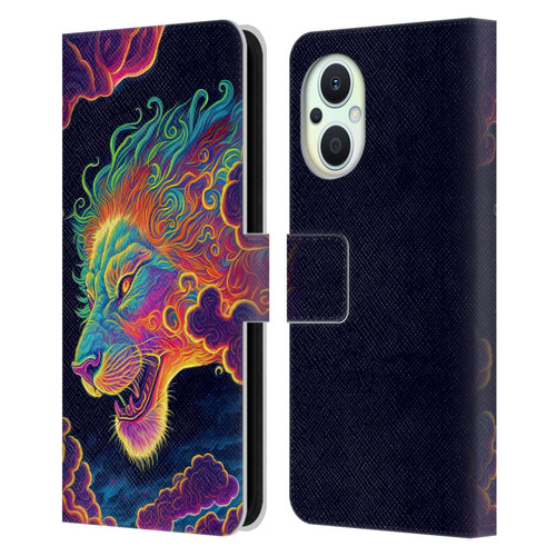 Wumples Cosmic Animals Clouded Lion Leather Book Wallet Case Cover For OPPO Reno8 Lite