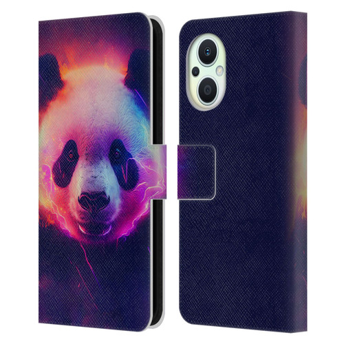 Wumples Cosmic Animals Panda Leather Book Wallet Case Cover For OPPO Reno8 Lite