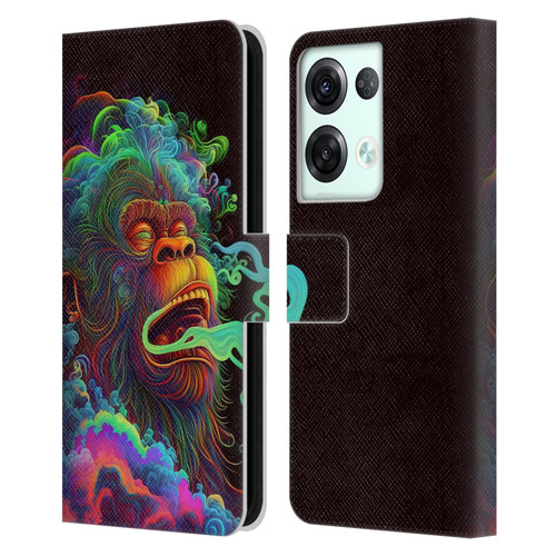 Wumples Cosmic Animals Clouded Monkey Leather Book Wallet Case Cover For OPPO Reno8 Pro