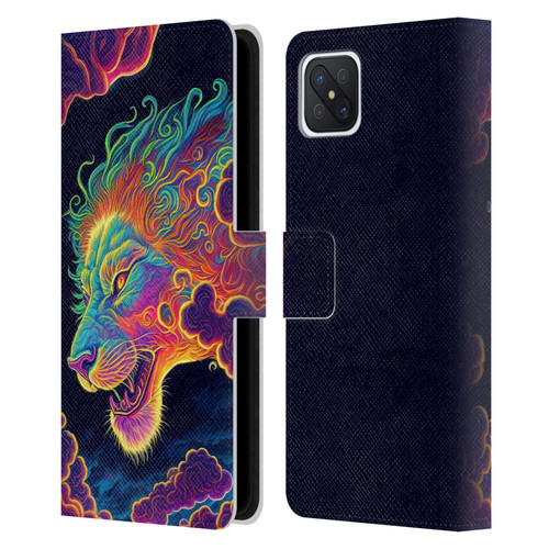 Wumples Cosmic Animals Clouded Lion Leather Book Wallet Case Cover For OPPO Reno4 Z 5G
