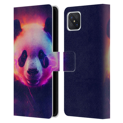 Wumples Cosmic Animals Panda Leather Book Wallet Case Cover For OPPO Reno4 Z 5G