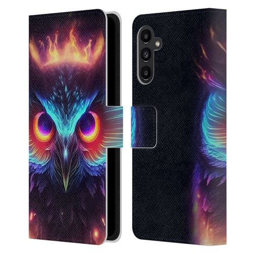 Wumples Cosmic Animals Owl Leather Book Wallet Case Cover For Samsung Galaxy A13 5G (2021)