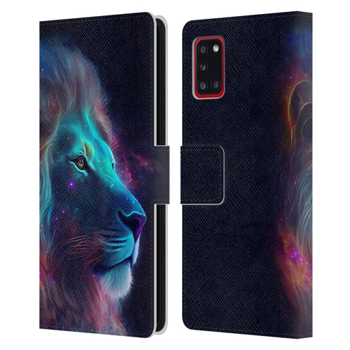 Wumples Cosmic Animals Lion Leather Book Wallet Case Cover For Samsung Galaxy A31 (2020)