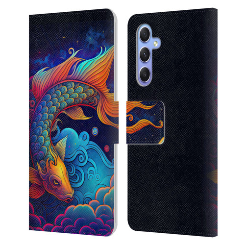Wumples Cosmic Animals Clouded Koi Fish Leather Book Wallet Case Cover For Samsung Galaxy A34 5G