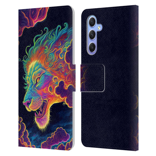 Wumples Cosmic Animals Clouded Lion Leather Book Wallet Case Cover For Samsung Galaxy A34 5G