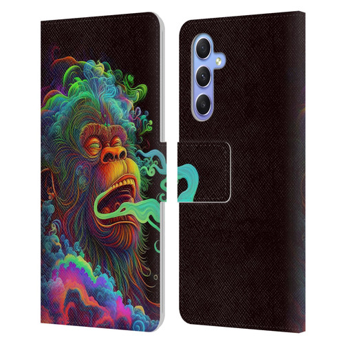 Wumples Cosmic Animals Clouded Monkey Leather Book Wallet Case Cover For Samsung Galaxy A34 5G
