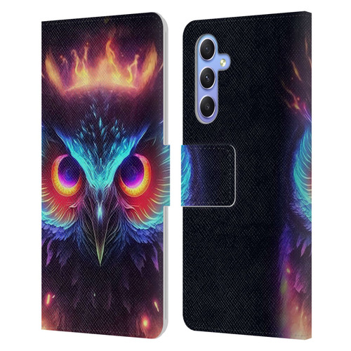 Wumples Cosmic Animals Owl Leather Book Wallet Case Cover For Samsung Galaxy A34 5G