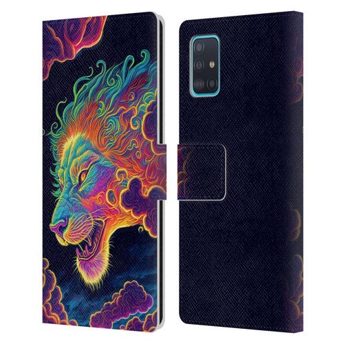 Wumples Cosmic Animals Clouded Lion Leather Book Wallet Case Cover For Samsung Galaxy A51 (2019)