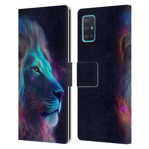 Wumples Cosmic Animals Lion Leather Book Wallet Case Cover For Samsung Galaxy A51 (2019)