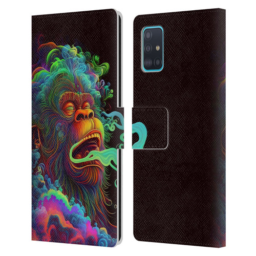 Wumples Cosmic Animals Clouded Monkey Leather Book Wallet Case Cover For Samsung Galaxy A51 (2019)