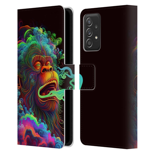 Wumples Cosmic Animals Clouded Monkey Leather Book Wallet Case Cover For Samsung Galaxy A52 / A52s / 5G (2021)