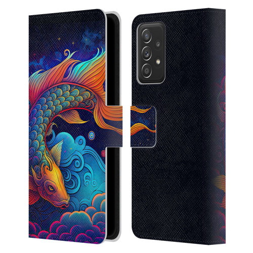 Wumples Cosmic Animals Clouded Koi Fish Leather Book Wallet Case Cover For Samsung Galaxy A53 5G (2022)