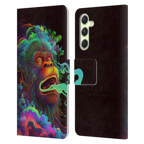 Wumples Cosmic Animals Clouded Monkey Leather Book Wallet Case Cover For Samsung Galaxy A54 5G