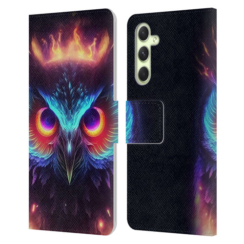 Wumples Cosmic Animals Owl Leather Book Wallet Case Cover For Samsung Galaxy A54 5G