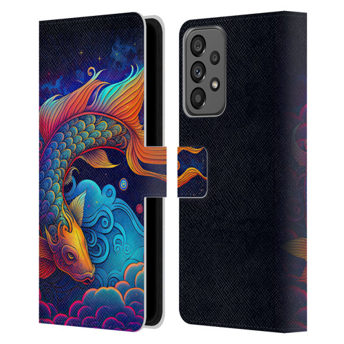 Wumples Cosmic Animals Clouded Koi Fish Leather Book Wallet Case Cover For Samsung Galaxy A73 5G (2022)